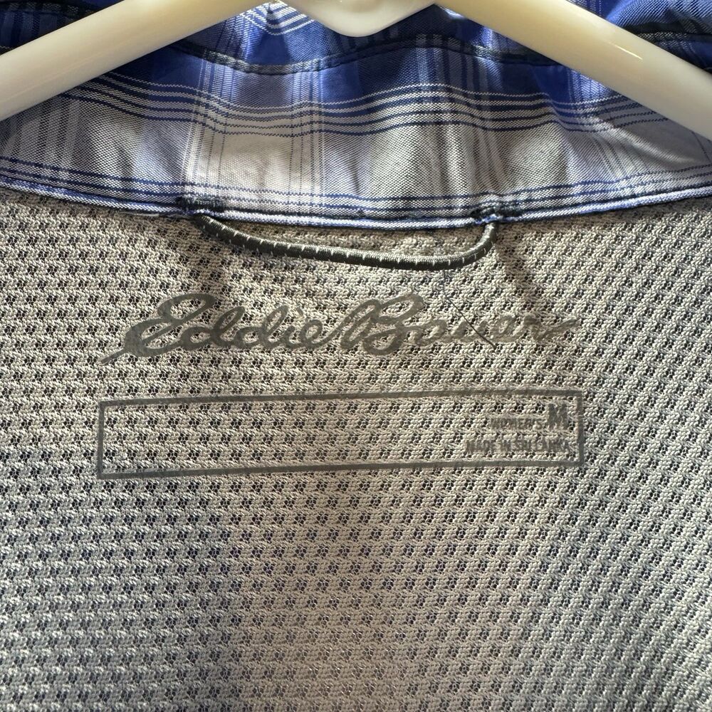 Eddie Bauer Shirt Womens Medium Blue White Plaid Button Up New With Tags Adult - Picture 8 of 16